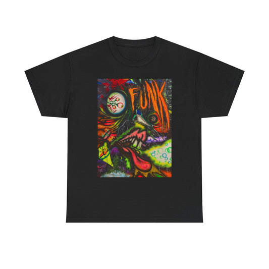 Funky Art Unisex Heavy Cotton Tee, Trendy Graphic T-Shirt, Unique Gift, Streetwear Style, Colorful Casual Wear