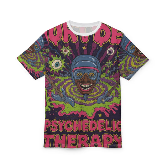 Psychedelic Therapy Graphic Tee — Trippy Cosmos All-Over Print Shirt