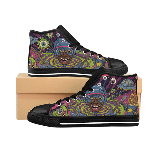 Psychedelic Retro High-Top Sneakers — 'Psychedelic' Graphic Canvas Shoes