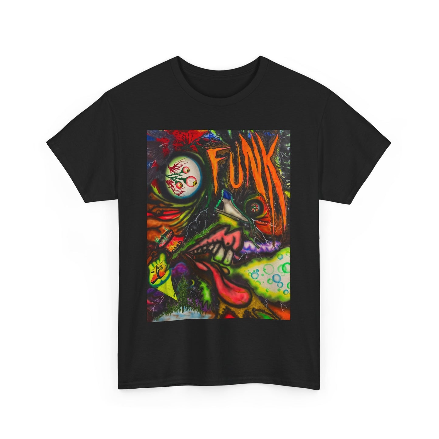 Funky Art Unisex Heavy Cotton Tee, Trendy Graphic T-Shirt, Unique Gift, Streetwear Style, Colorful Casual Wear