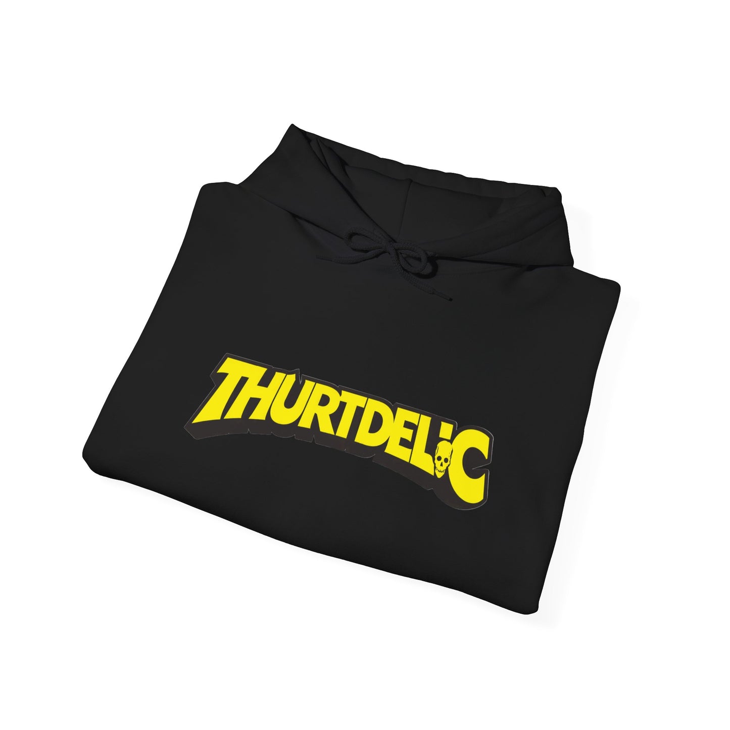 Thurtdelic Graphic Hoodie — Bold Yellow Retro Logo Sweatshirt