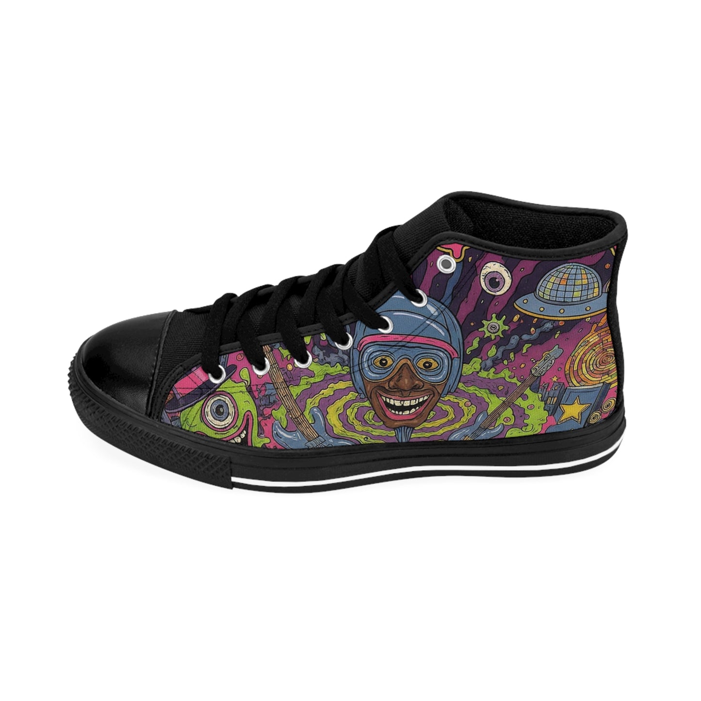 Psychedelic Retro High-Top Sneakers — 'Psychedelic' Graphic Canvas Shoes