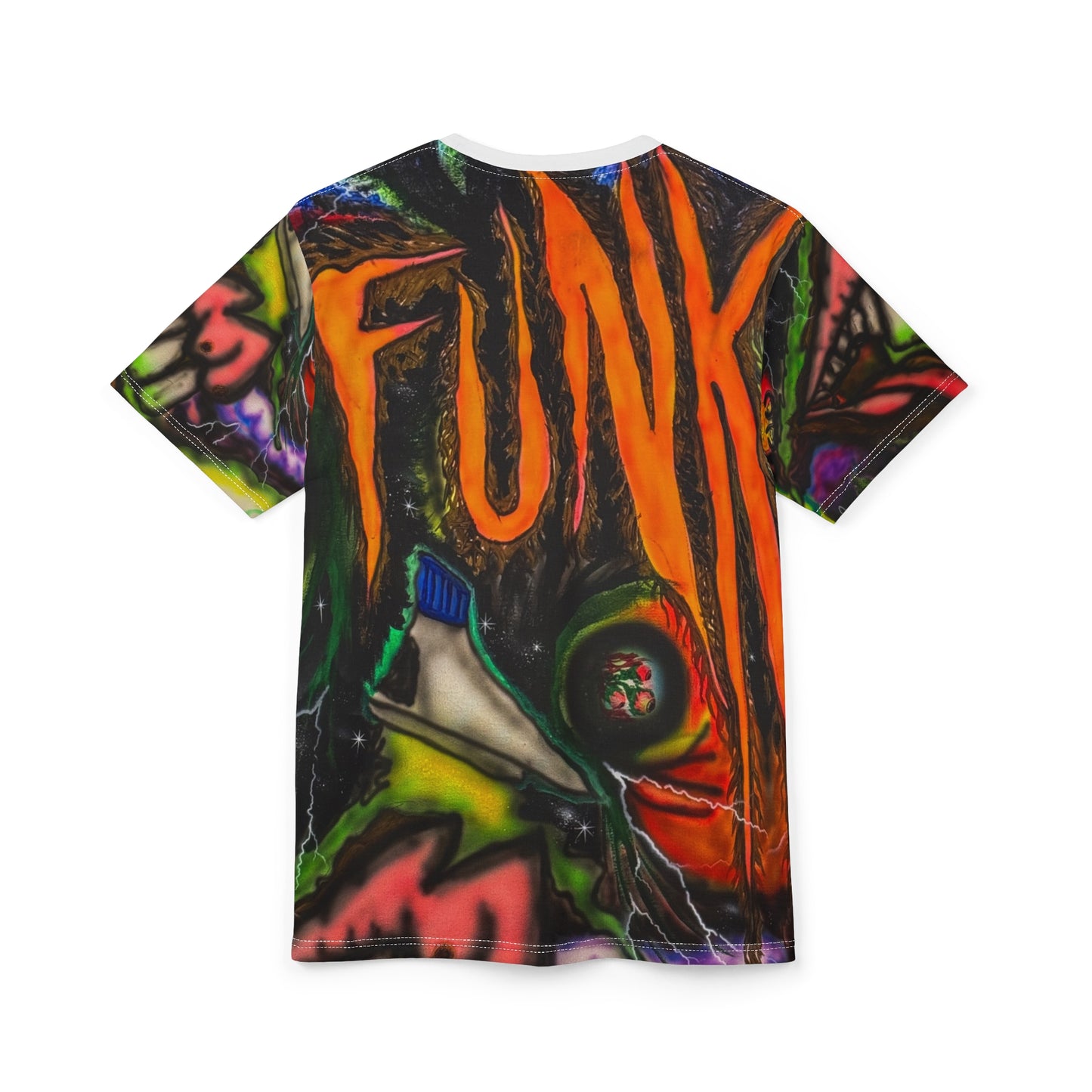 All-Over Print Graphic Tee — Neon Horror Street Art Design