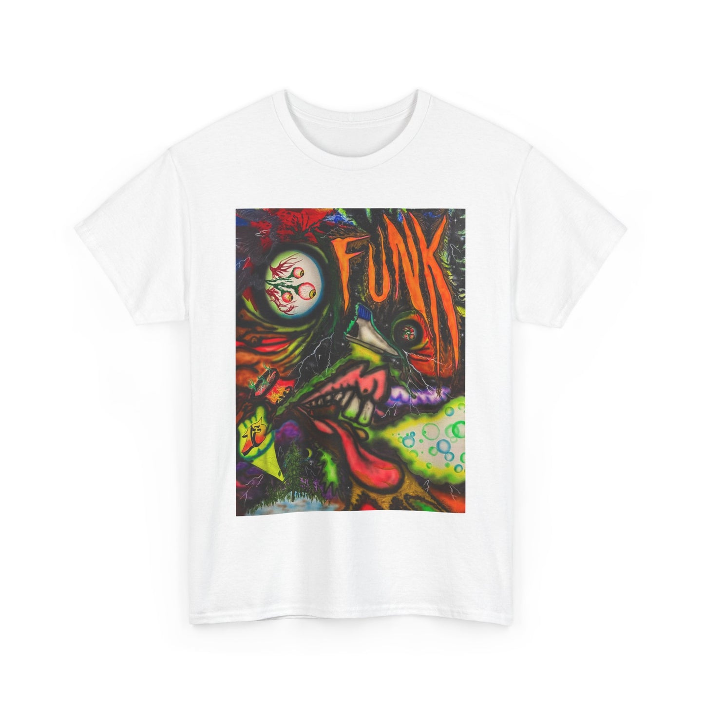 Funky Art Unisex Heavy Cotton Tee, Trendy Graphic T-Shirt, Unique Gift, Streetwear Style, Colorful Casual Wear
